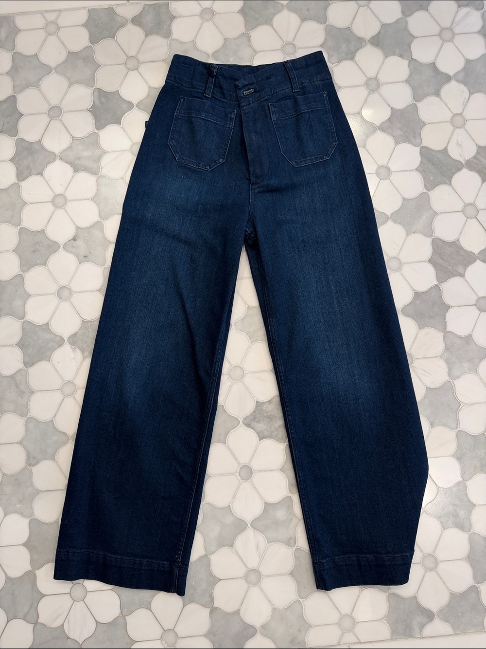 Pilcro Dark Blue Wide Leg Jeans
